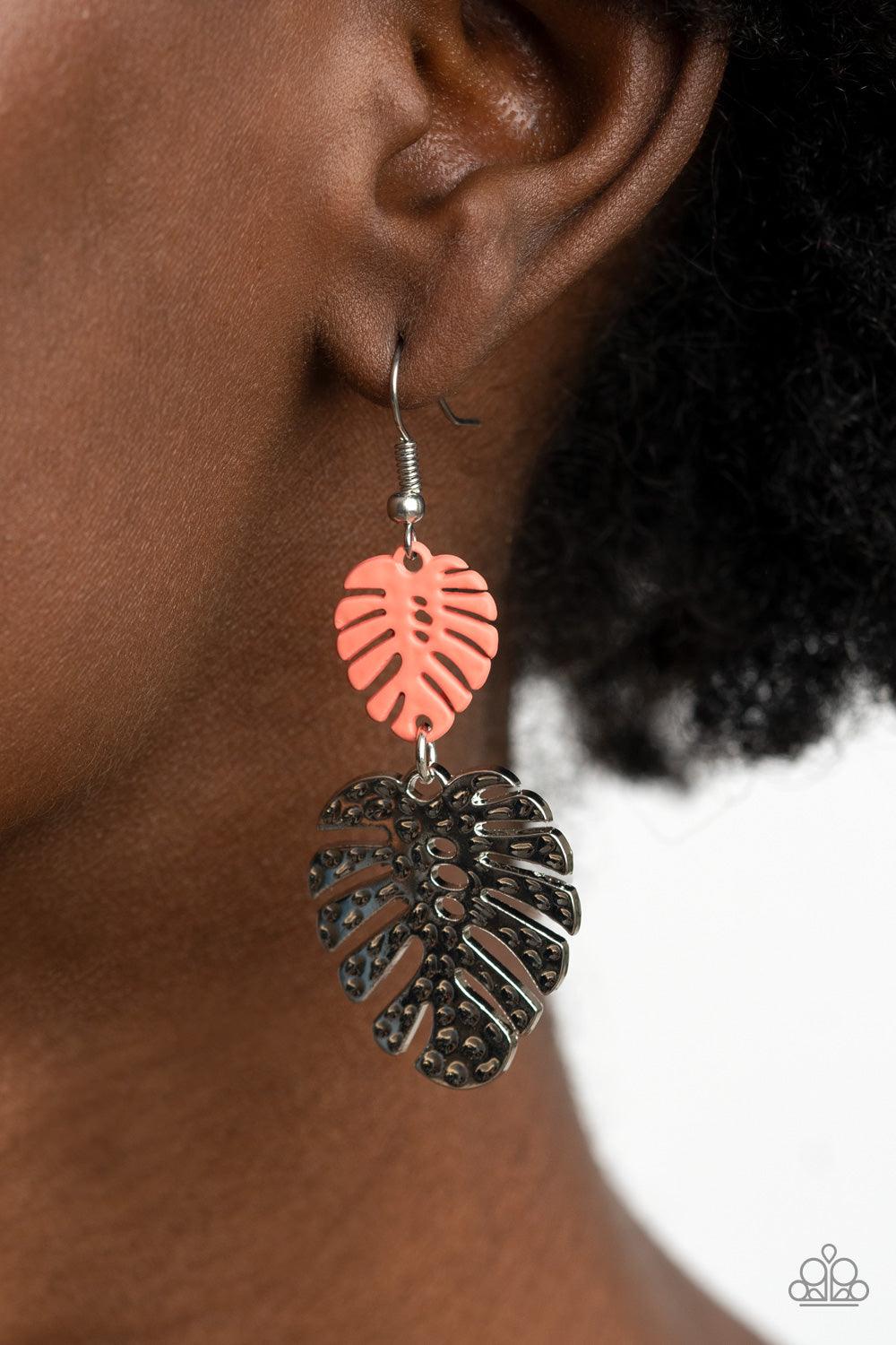 Palm Tree Cabana Orange Earrings - Jewelry by Bretta