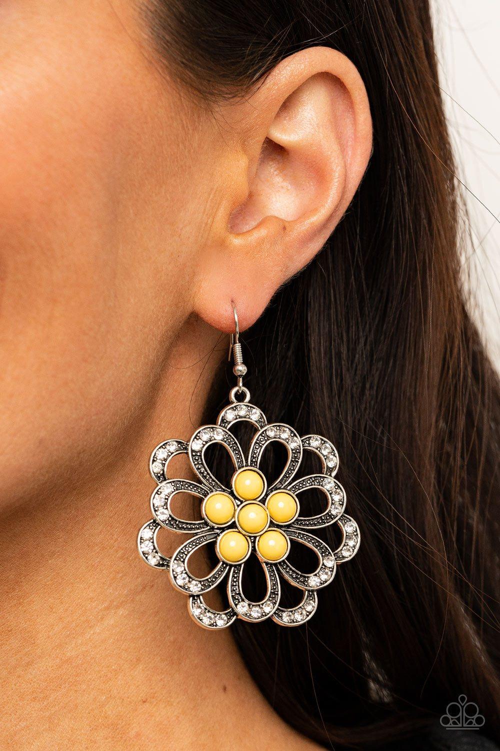 Paparazzi Accessories-Dazzling Dewdrops - Yellow Earrings