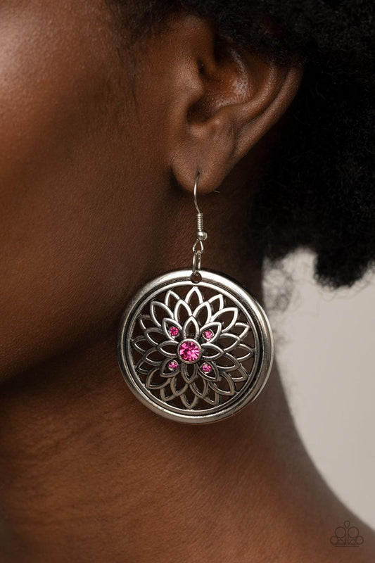 Paparazzi Accessories-Mega Medallions - Pink Earrings
