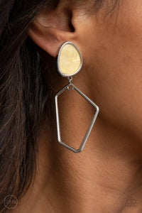 Retro Reverie Yellow Clip On Yellow Earrings - Jewelry by Bretta