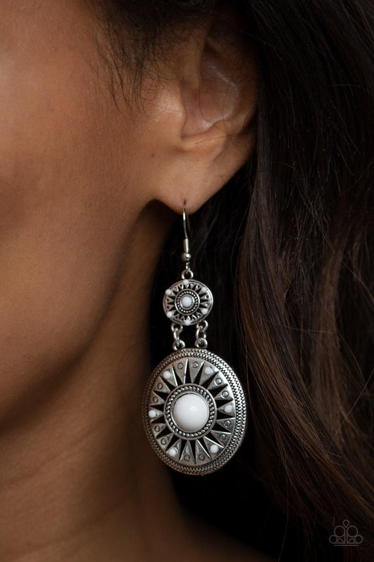 Temple of The Sun - White Earrings - Jewelry By Bretta