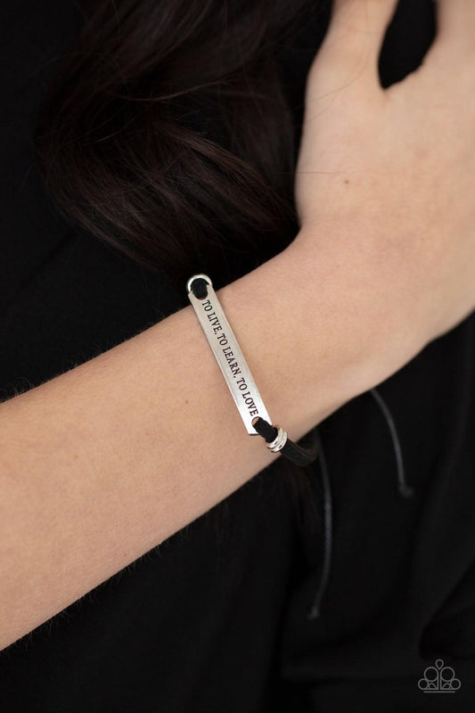 To Live, To Learn, To Love Black Bracelet - Jewelry by Bretta