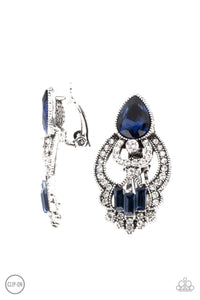 Glamour Gauntlet - Blue Clip On Earrings - Jewelry By Bretta