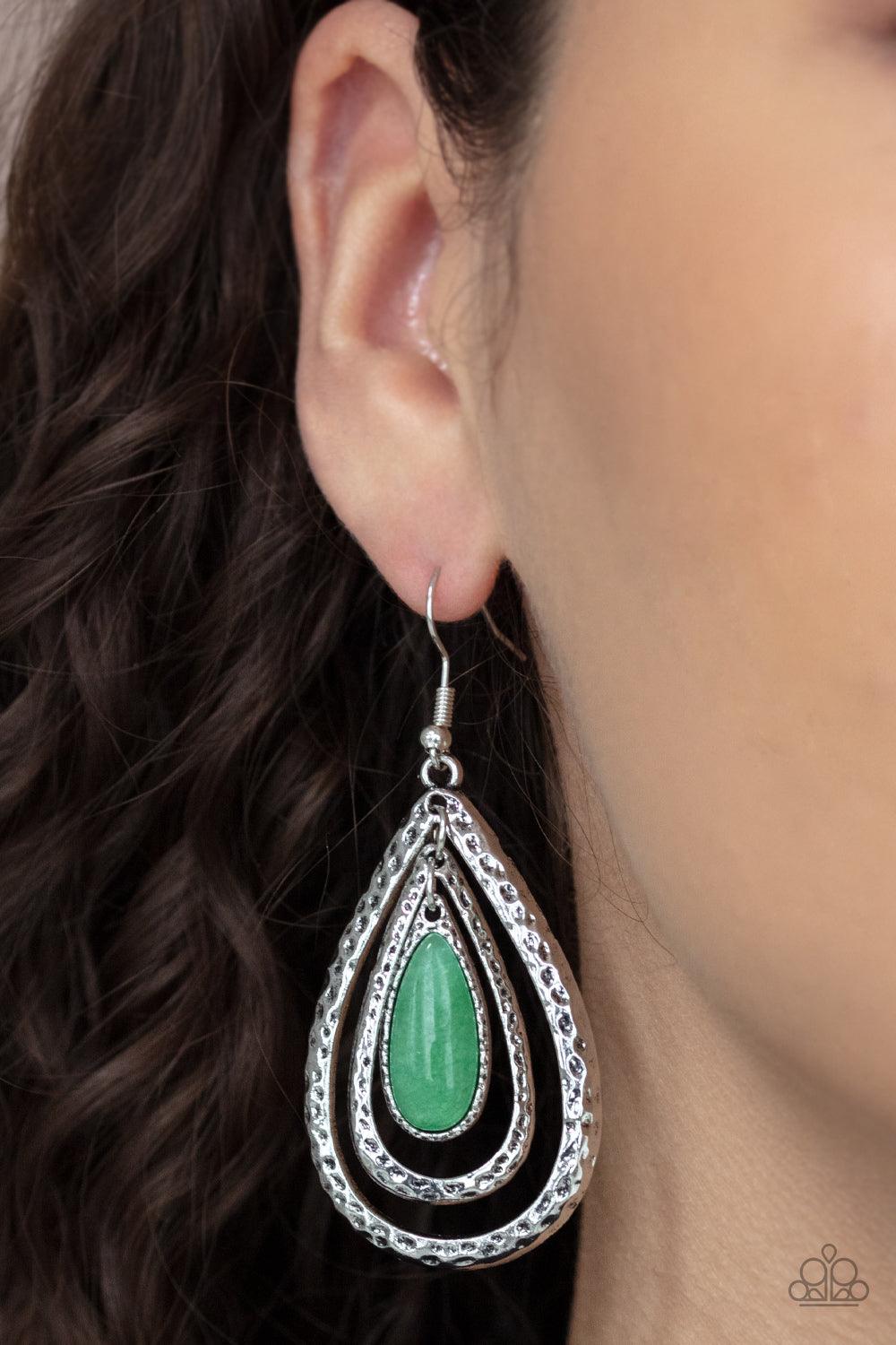 Teardrop Torrent Green Earrings - Jewelry by Bretta