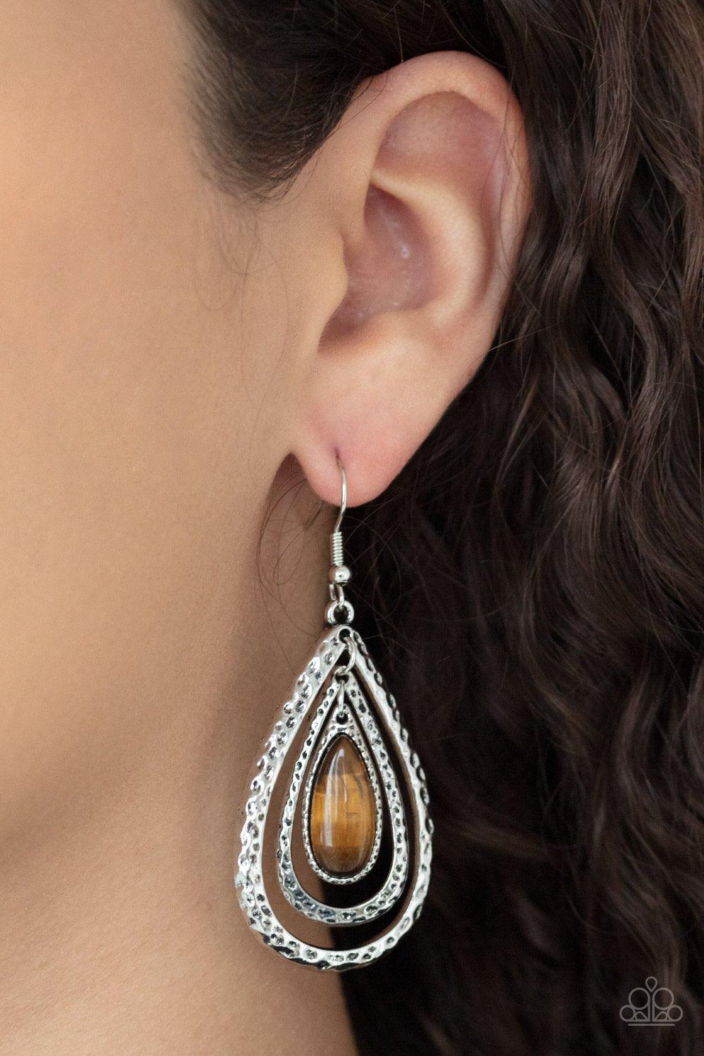 Teardrop Torrent - Brown Earrings - Jewelry By Bretta