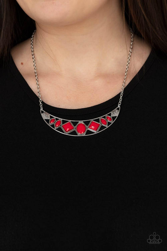 Emblazoned Era Red Necklace - Jewelry by Bretta