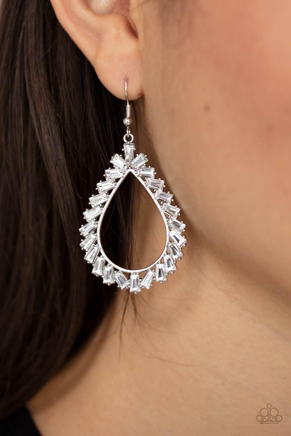 Stay Sharp - White Earrings - Jewelry By Bretta