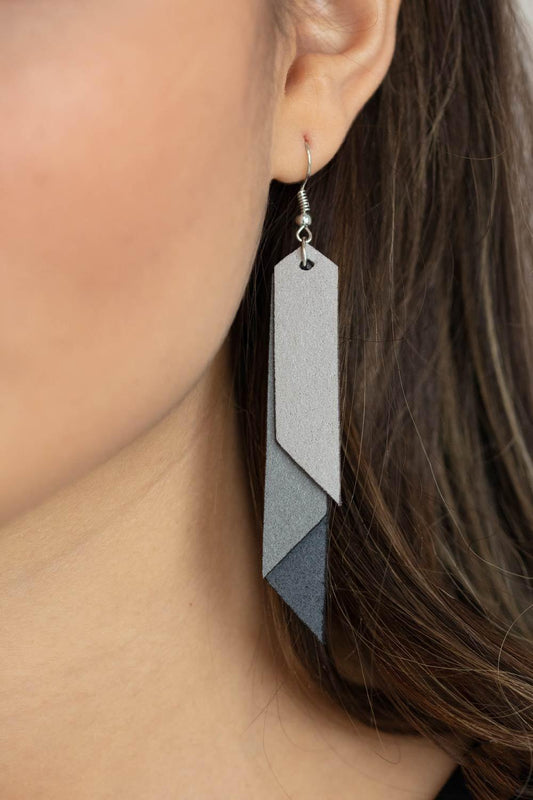 Paparazzi Accessories-Suede Shade - Silver Earrings