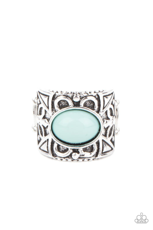 Bubbly Bonanza Blue Bead Geometric Silver Ring - Rings from Jewelry by Bretta