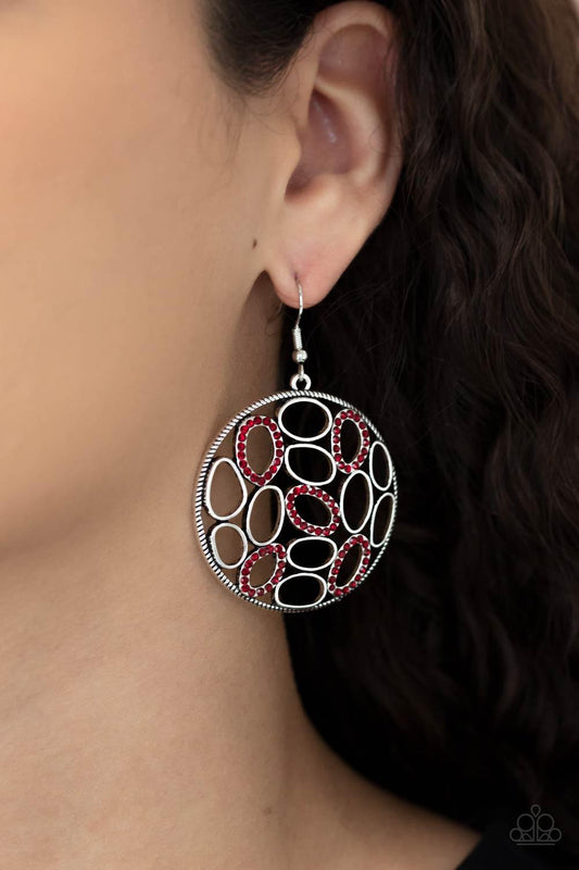 Paparazzi Accessories-Watch OVAL Me - Red Earrings