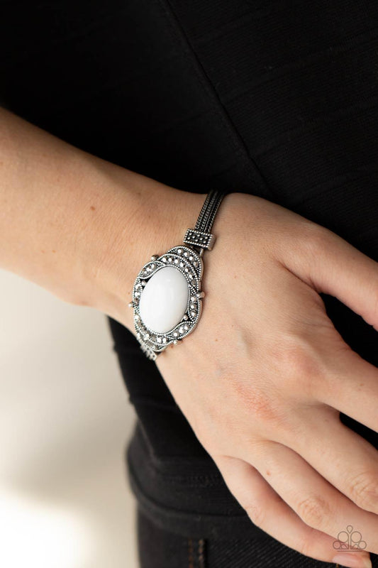 Top-Notch Drama - White Bracelet - Jewelry By Bretta
