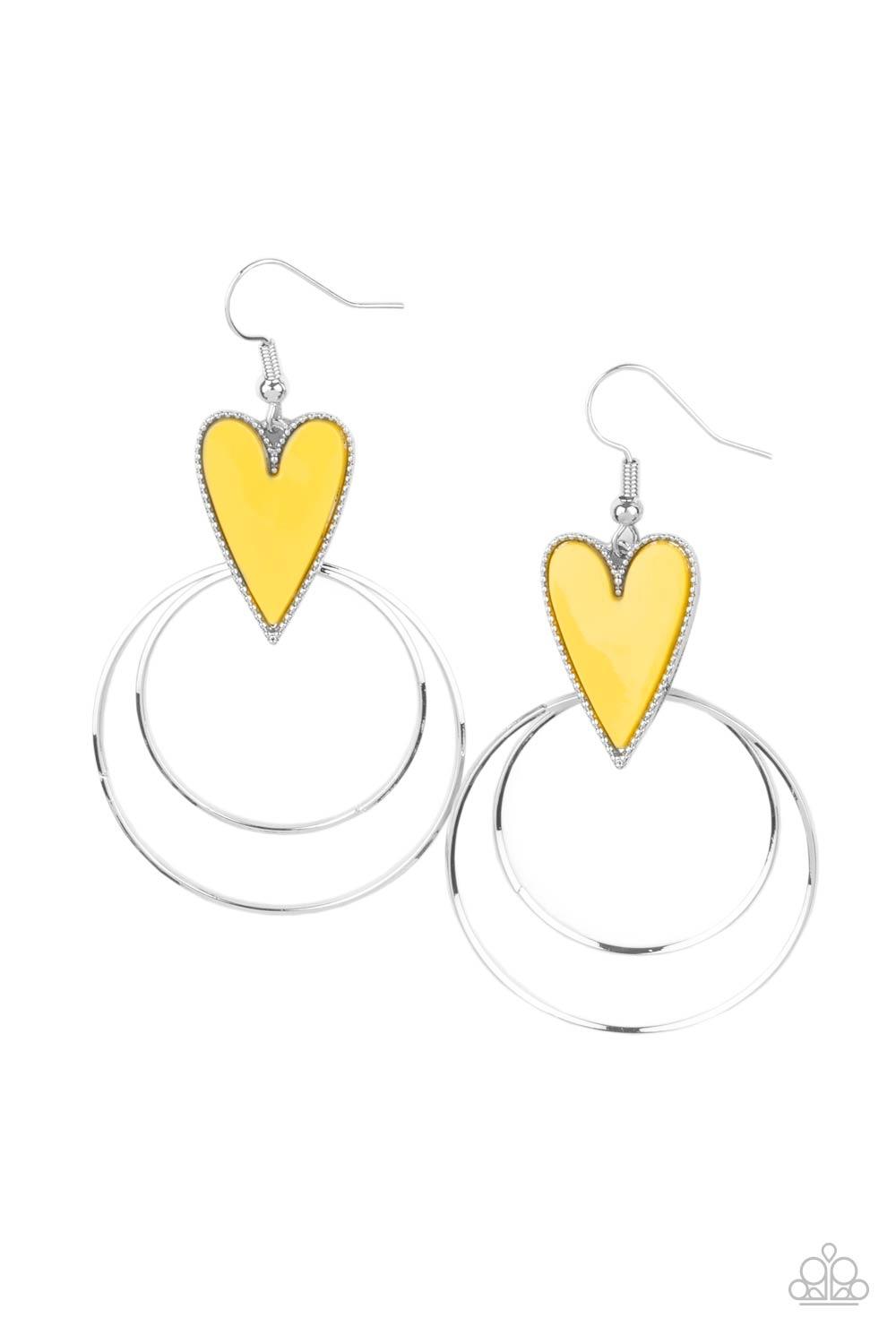 Happily Ever Hearts Yellow Earrings - Jewelry by Bretta