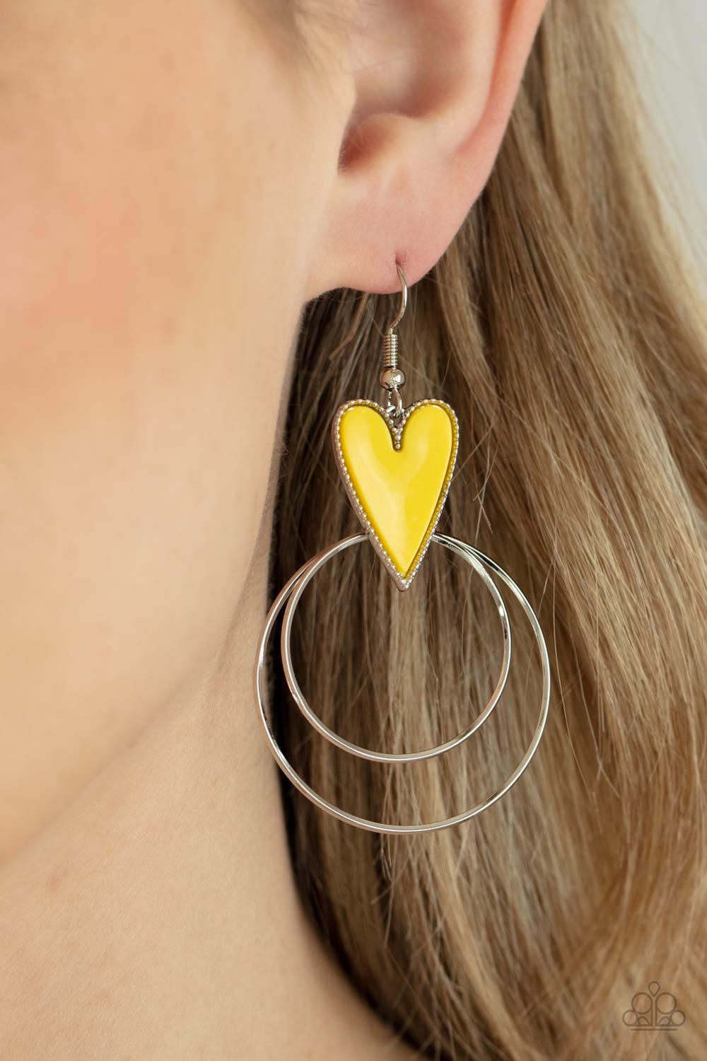 Happily Ever Hearts Yellow Earrings - Jewelry by Bretta