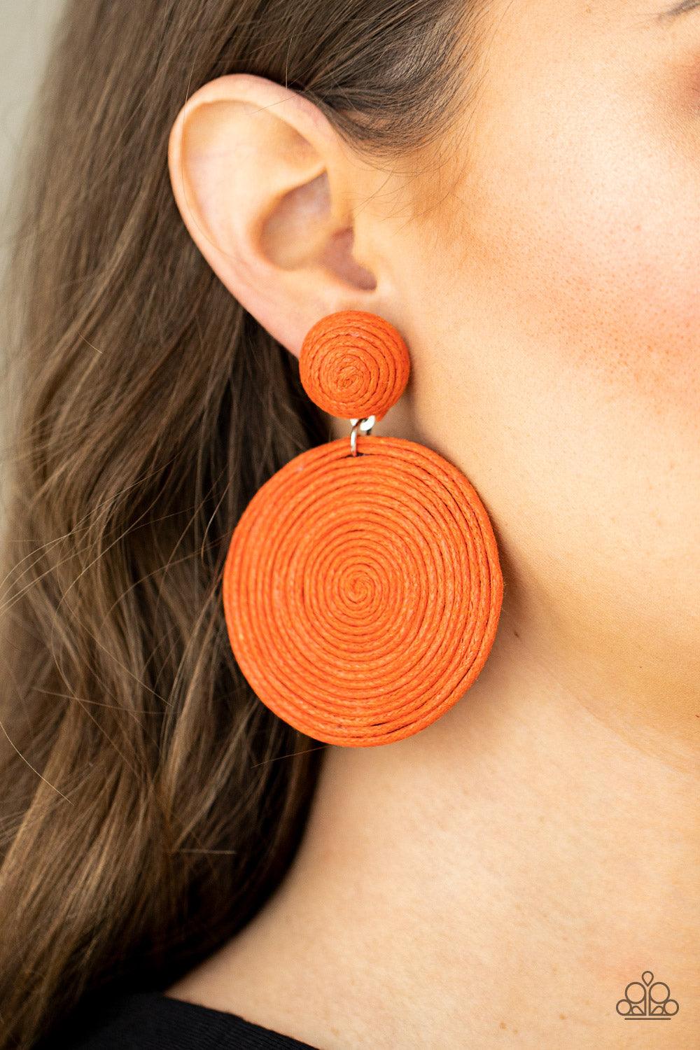 Circulate The Room Orange Earrings - Jewelry by Bretta