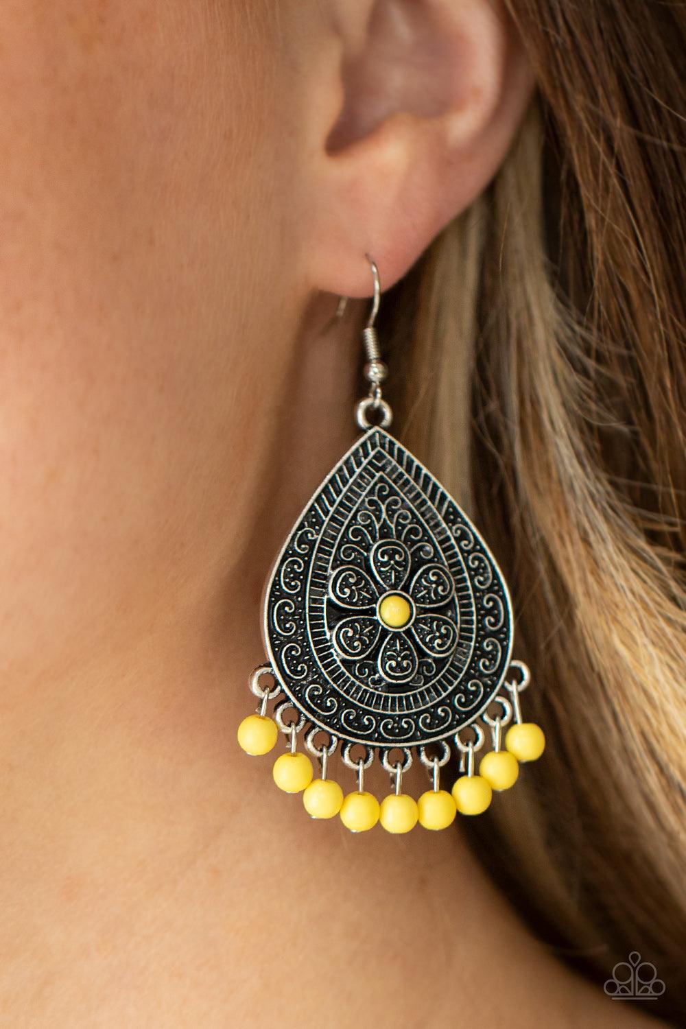Blossoming Teardrops Yellow Earrings - Jewelry by Bretta