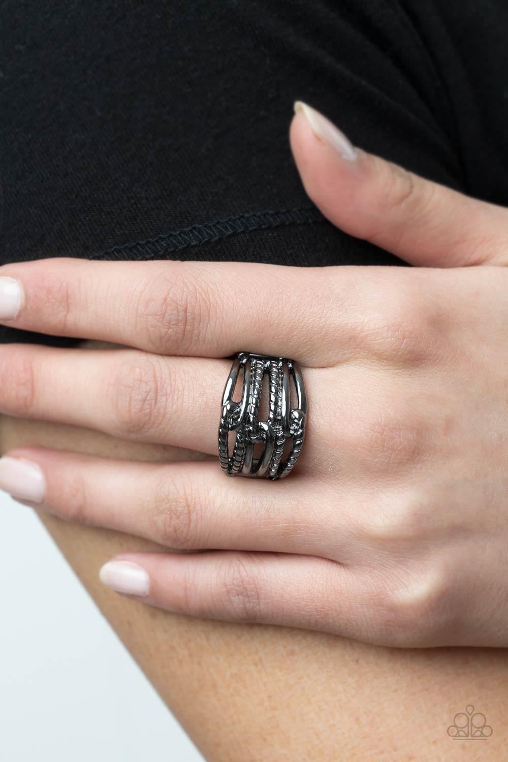 Crossing Signals Black Ring - Jewelry by Bretta