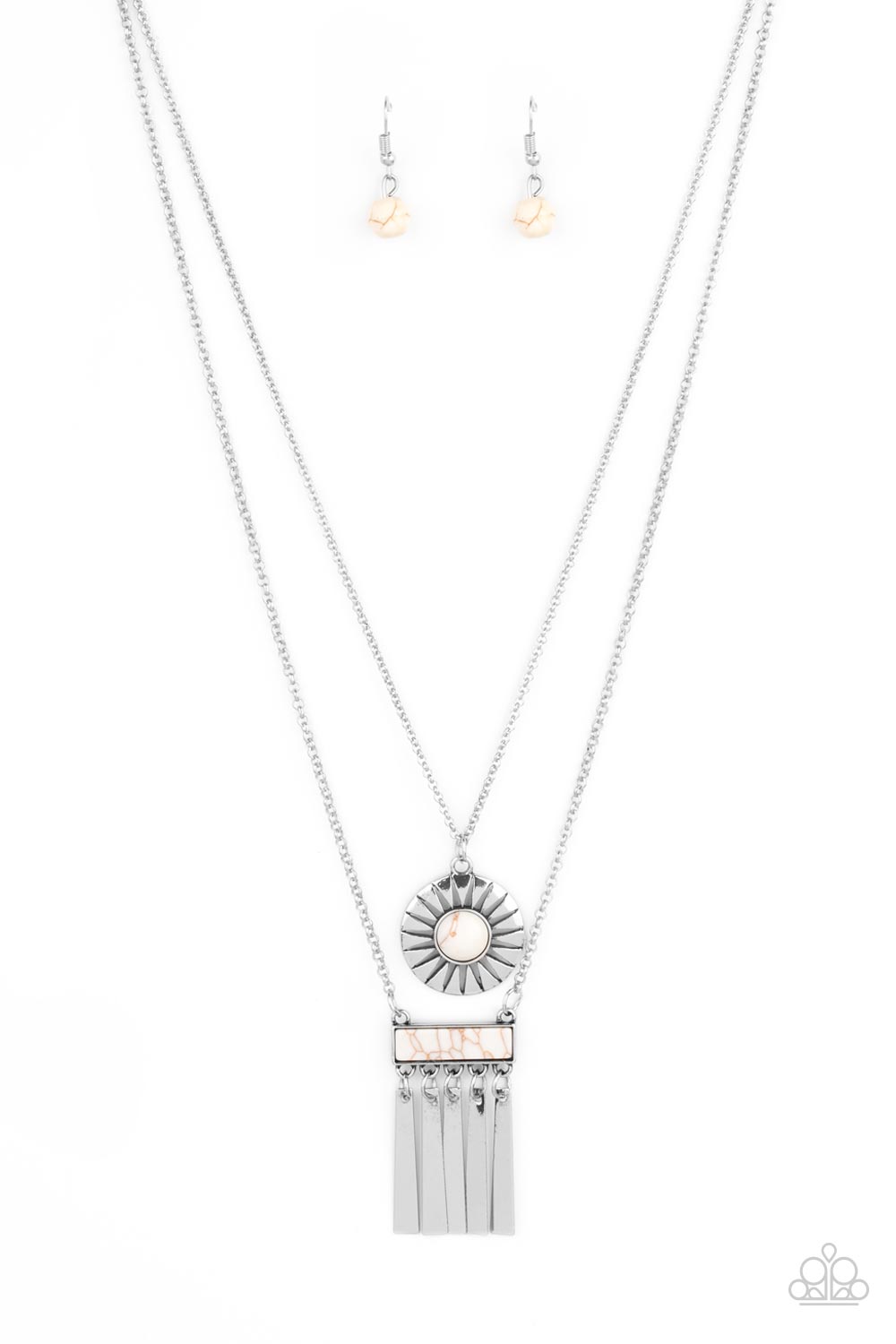 Sunburst Rustica White Necklace - Jewelry by Bretta