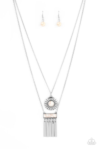 Sunburst Rustica White Necklace - Jewelry by Bretta