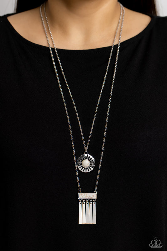 Sunburst Rustica White Necklace - Jewelry by Bretta