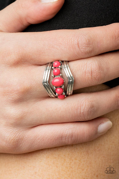 Show-Stopping Chevron Pink Ring - Jewelry by Bretta