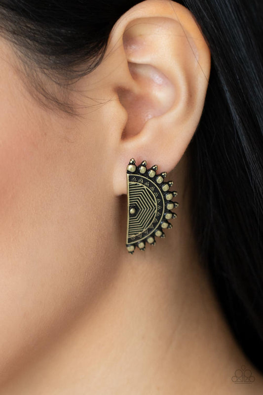 Fiercely Fanned Out Brass Earrings - Jewelry by Bretta