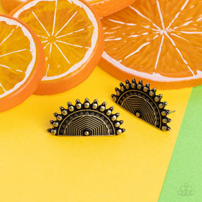 Fiercely Fanned Out Brass Earrings - Jewelry by Bretta