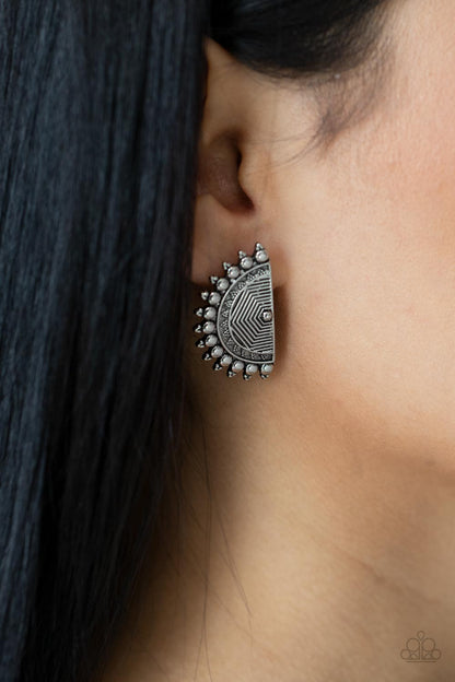 Fiercely Fanned Out Silver Earrings - Jewelry by Bretta 