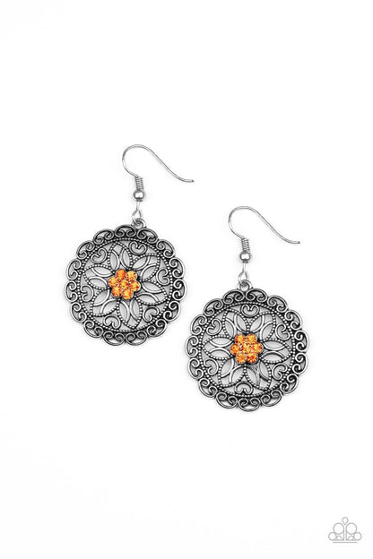 Flower Shop Sparkle Orange Earrings - Jewelry by Bretta