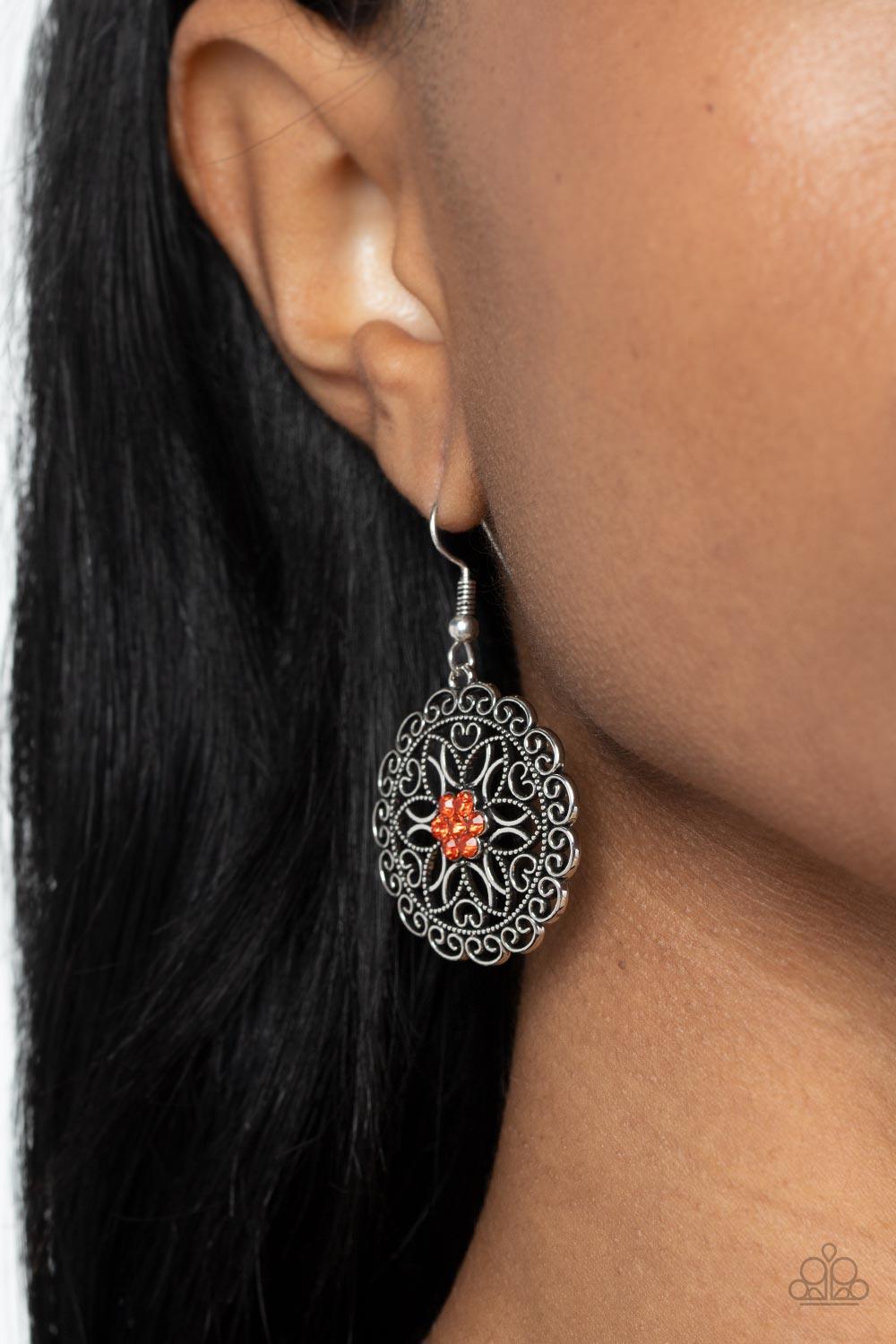 Flower Shop Sparkle Orange Earrings - Jewelry by Bretta