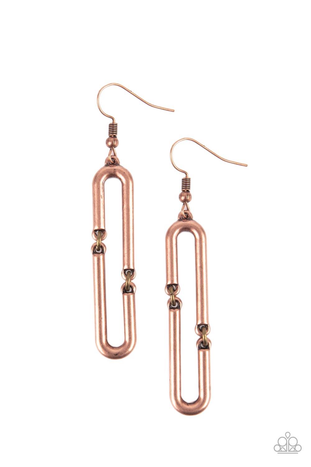 Linked and Synced Copper Earrings - Jewelry by Bretta