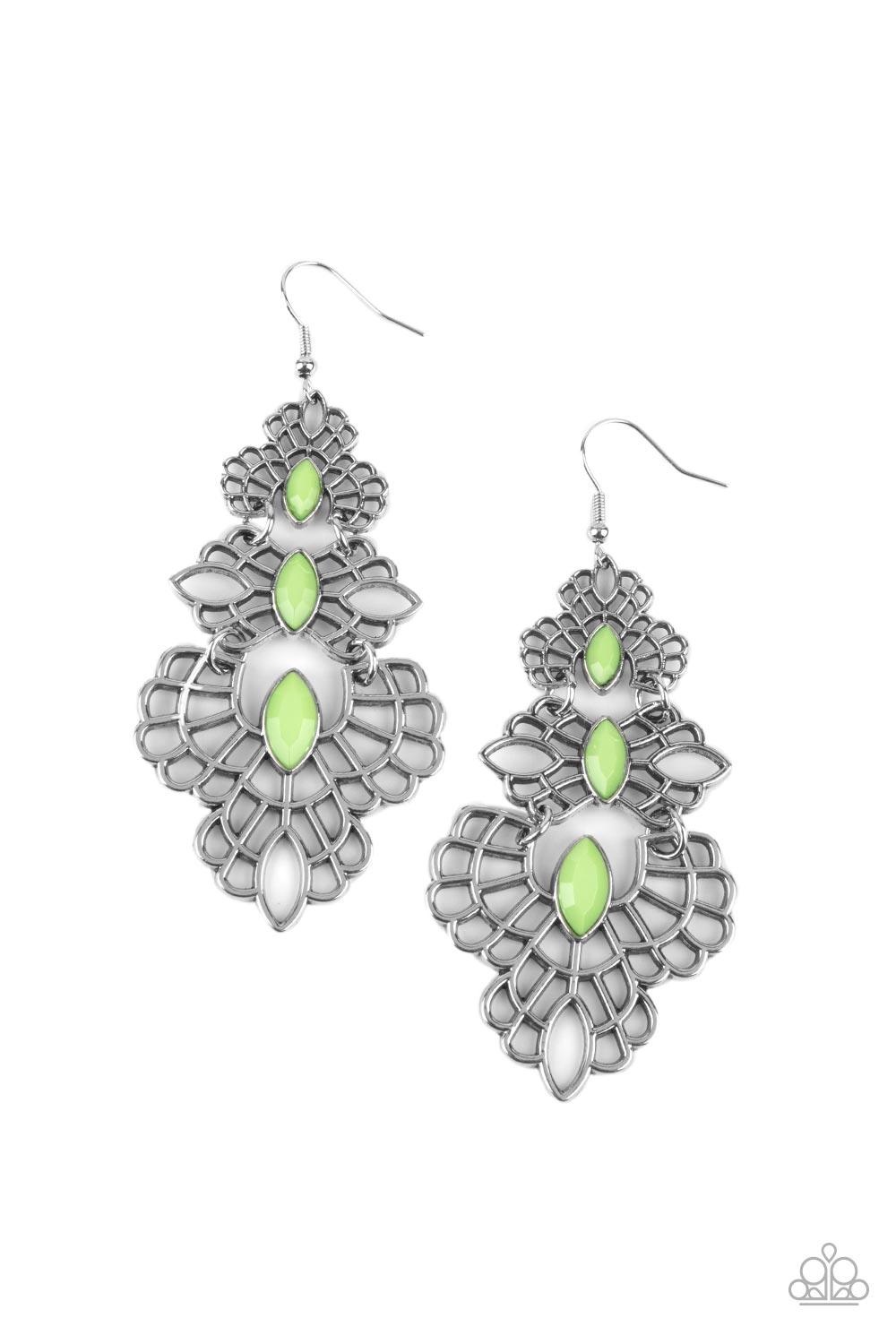 Flamboyant Frills Green Earrings - Jewelry by Bretta