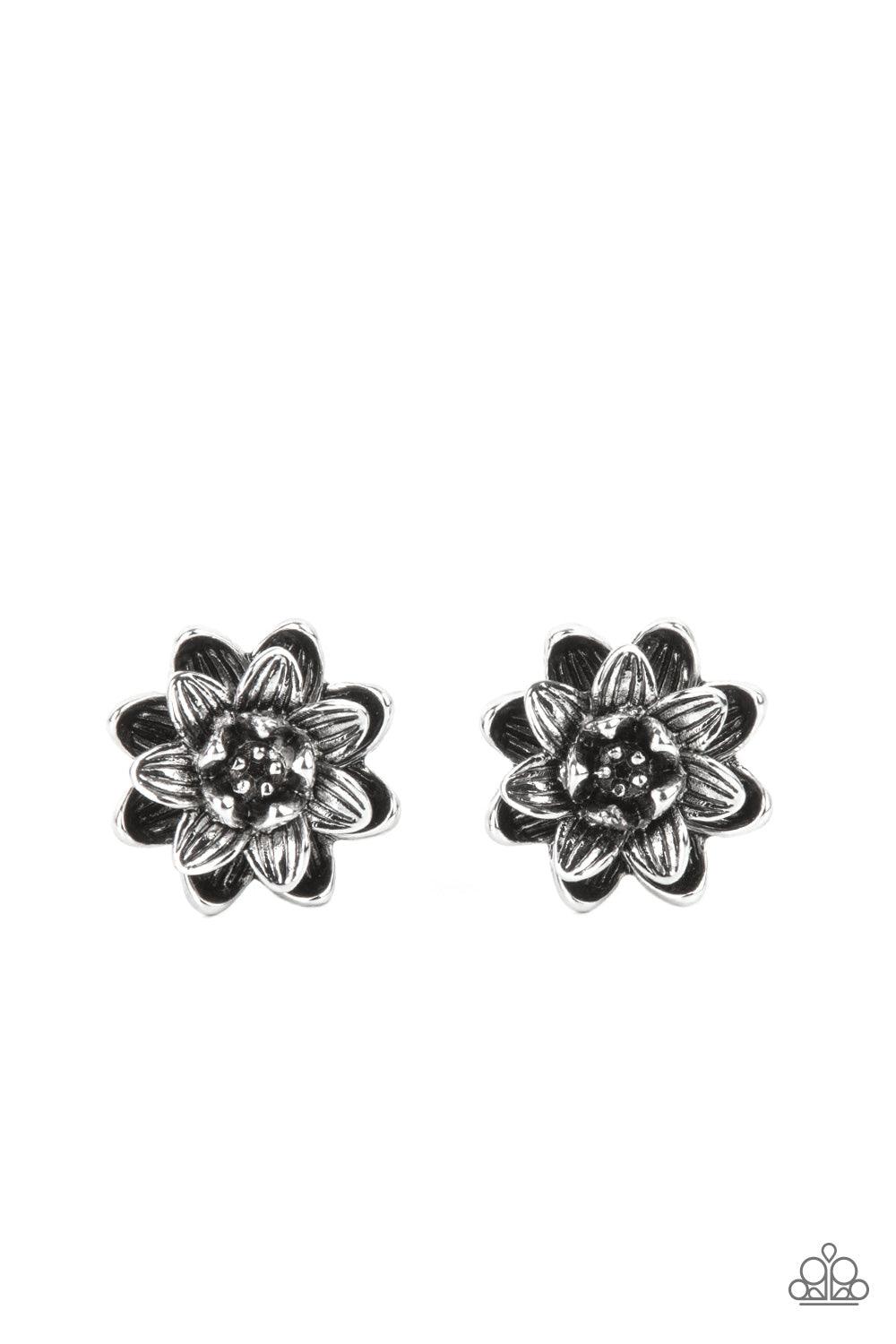 Water Lily Love Silver Earrings - Jewelry by Bretta