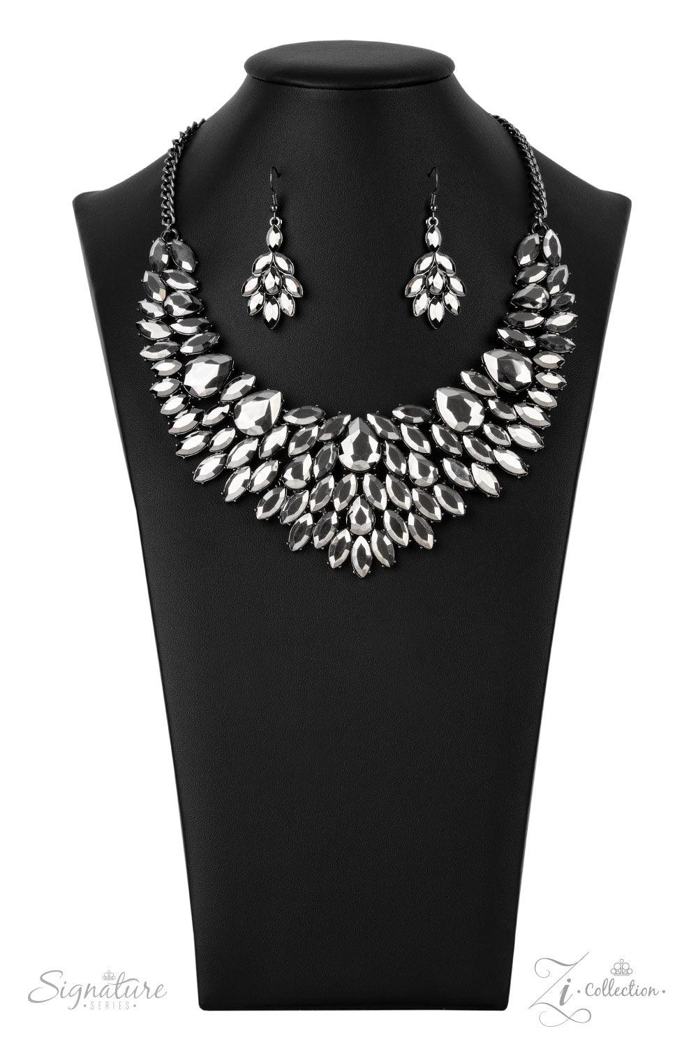 The Tanisha - Hematite Rhinestone Necklace - Exclusive Zi Collection - Jewelry by Bretta