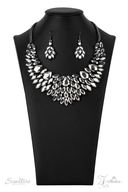 The Tanisha - Hematite Rhinestone Necklace - Exclusive Zi Collection - Jewelry by Bretta