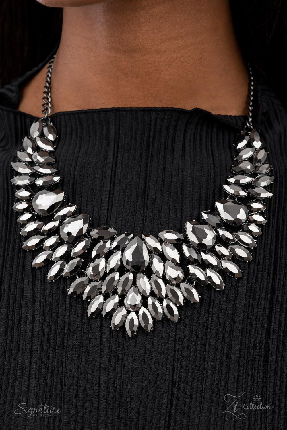 The Tanisha - Hematite Rhinestone Necklace - Exclusive Zi Collection - Jewelry by Bretta