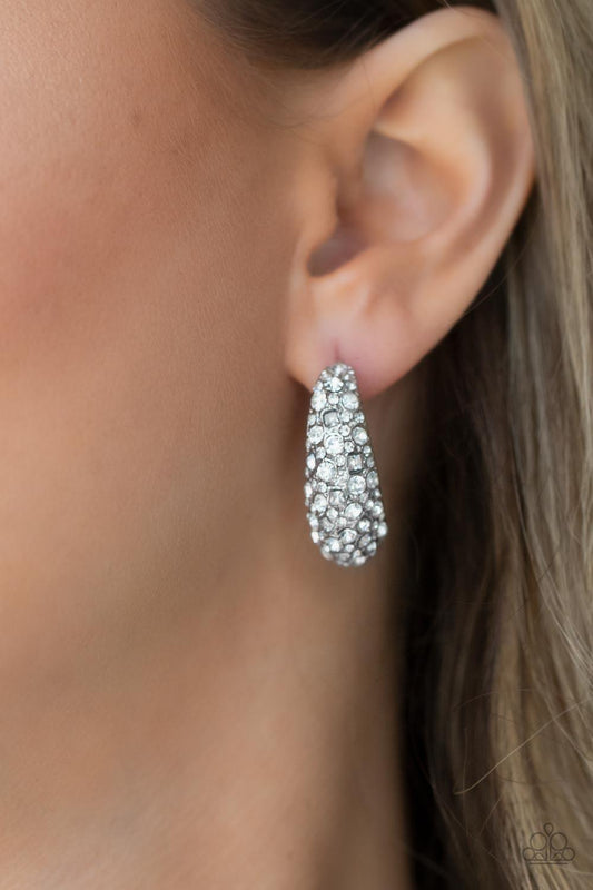 Glamorously Glimmering White Earrings - Jewelry by Bretta