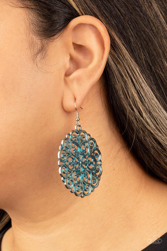 MANDALA Effect Blue Earrings - Jewelry by Bretta
