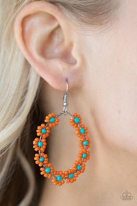 Festively Flower Child  Orange Earrings - Jewelry by Bretta