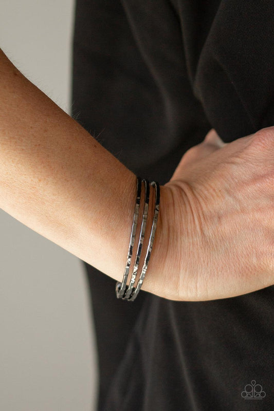 Paparazzi Accessories-Mean Gleam - Black Cuff Bracelet - jewelrybybretta