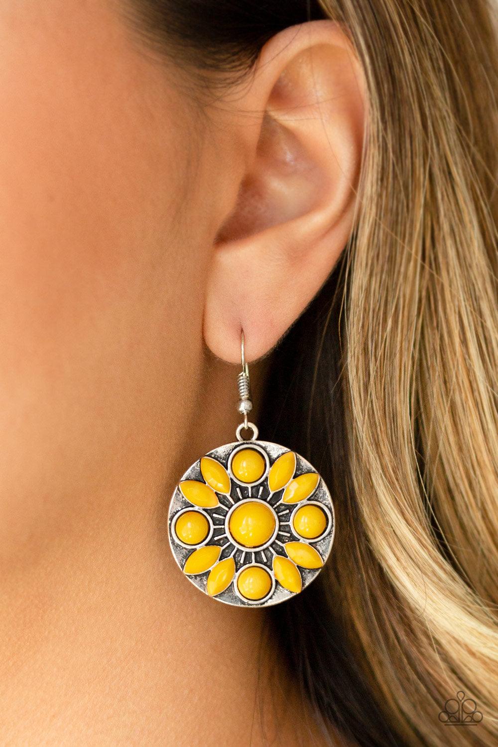 Paparazzi Accessories-Petal Paradise - Yellow Earrings - jewelrybybretta