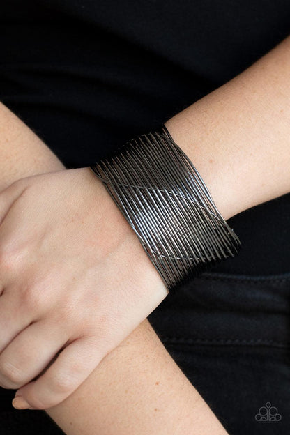 Paparazzi Accessories-Retro Revamp - Black Cuff Bracelet
