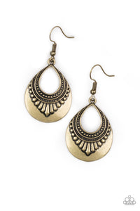 Paparazzi Accessories-Totally Terrestrial - Brass Earrings