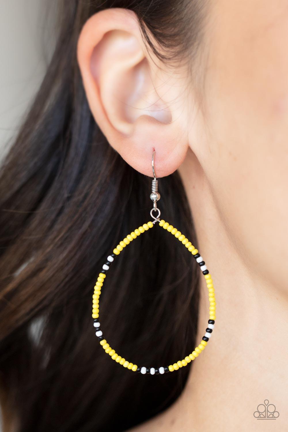 Keep Up The Good BEADWORK Yellow Earrings - Jewelry by Bretta