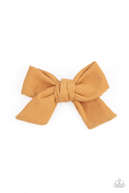 Corduroy Cowgirl Yellow Hair Bow - Jewelry by Bretta