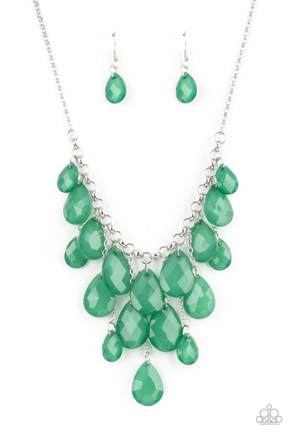 Front Row Flamboyance Green Necklace - Jewelry by Bretta