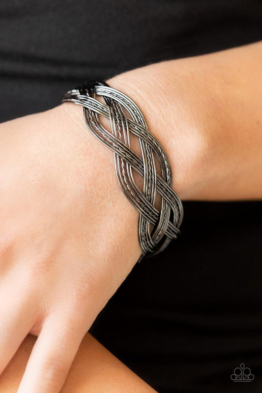 Get Your Wires Crossed Black Bracelet - Jewelry by Bretta