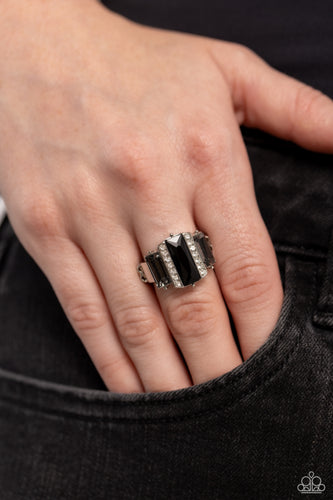 A GLITZY Verdict Black Ring - Jewelry by Bretta