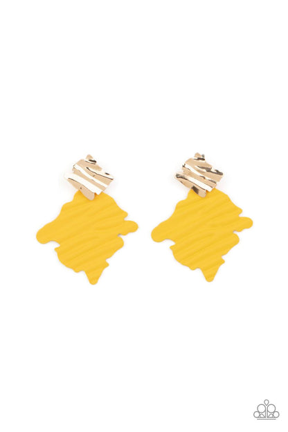 Crimped Couture Yellow Earrings - Jewelry by Bretta