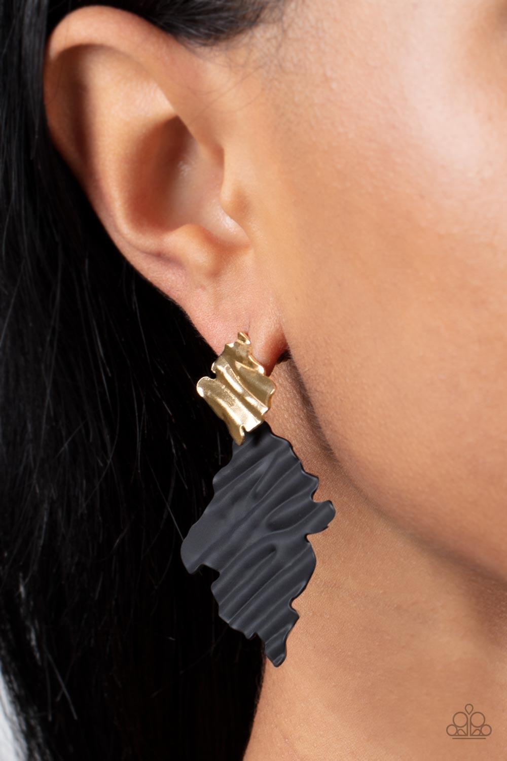 Crimped Couture Gold Earrings - Jewelry by Bretta
