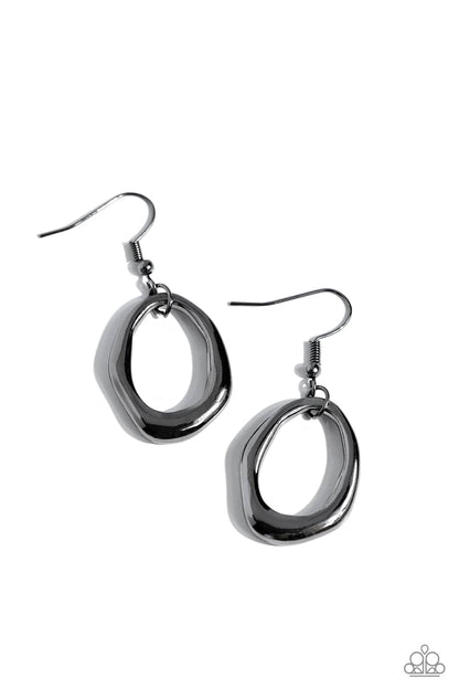 Asymmetrically Artisan Black Earrings - Jewelry by Bretta